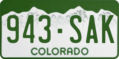 CO license plate 943SAK