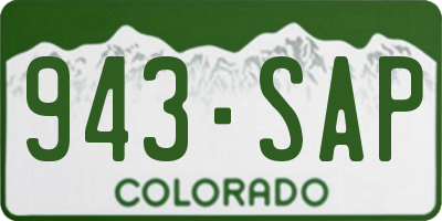CO license plate 943SAP