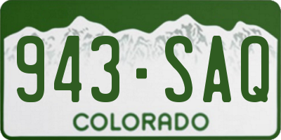 CO license plate 943SAQ