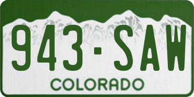 CO license plate 943SAW