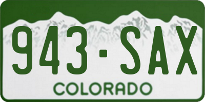 CO license plate 943SAX