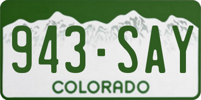 CO license plate 943SAY