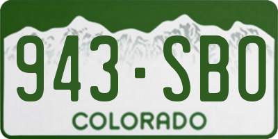 CO license plate 943SBO