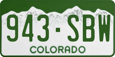 CO license plate 943SBW