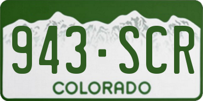 CO license plate 943SCR