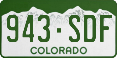 CO license plate 943SDF