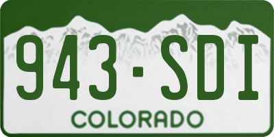 CO license plate 943SDI