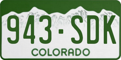 CO license plate 943SDK