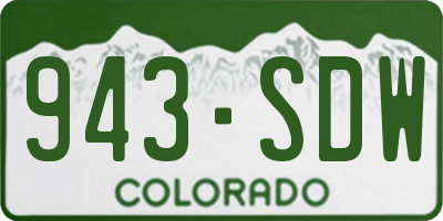 CO license plate 943SDW