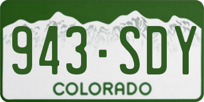 CO license plate 943SDY