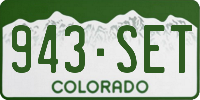 CO license plate 943SET