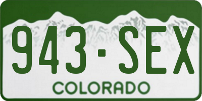 CO license plate 943SEX