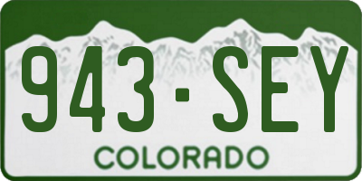 CO license plate 943SEY