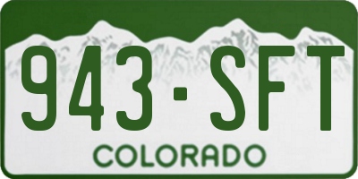 CO license plate 943SFT