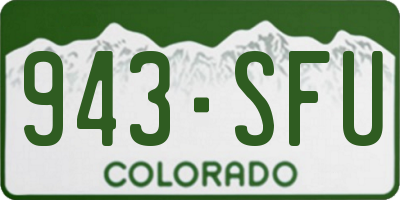 CO license plate 943SFU