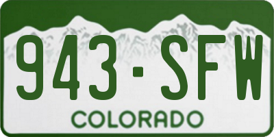 CO license plate 943SFW