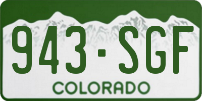 CO license plate 943SGF