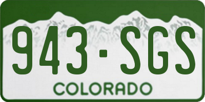 CO license plate 943SGS