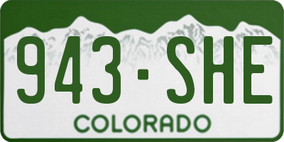 CO license plate 943SHE