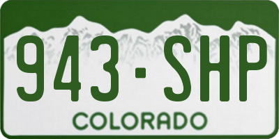 CO license plate 943SHP
