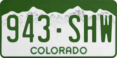 CO license plate 943SHW