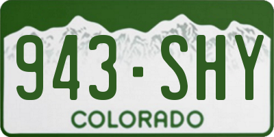 CO license plate 943SHY