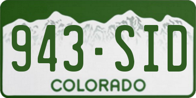 CO license plate 943SID