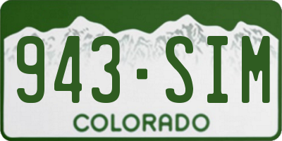 CO license plate 943SIM