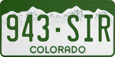 CO license plate 943SIR