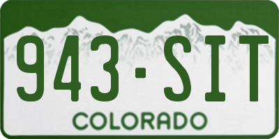 CO license plate 943SIT