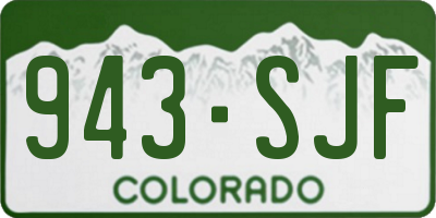 CO license plate 943SJF