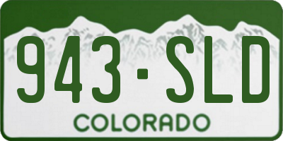 CO license plate 943SLD