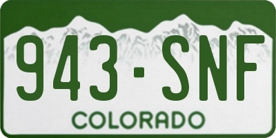 CO license plate 943SNF