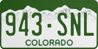 CO license plate 943SNL