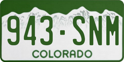 CO license plate 943SNM