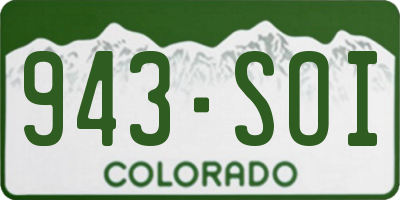 CO license plate 943SOI