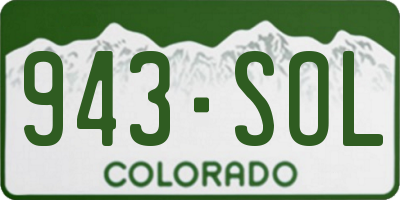 CO license plate 943SOL
