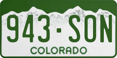 CO license plate 943SON