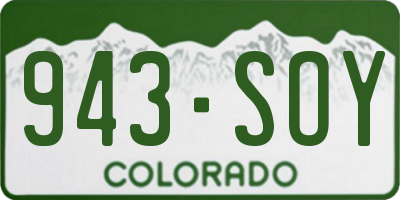 CO license plate 943SOY