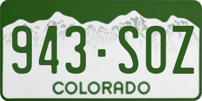 CO license plate 943SOZ
