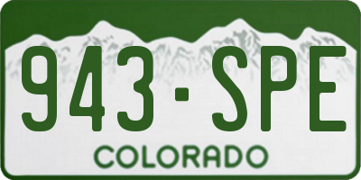 CO license plate 943SPE