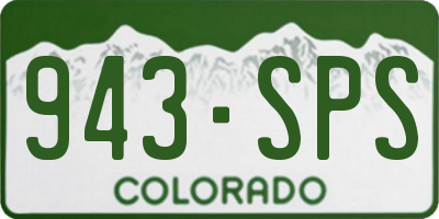 CO license plate 943SPS
