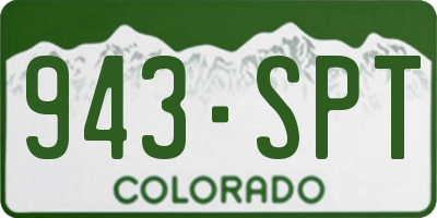 CO license plate 943SPT