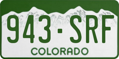 CO license plate 943SRF