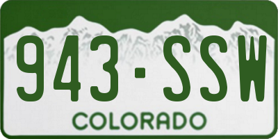CO license plate 943SSW