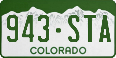 CO license plate 943STA