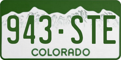 CO license plate 943STE