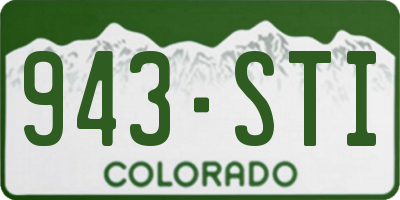 CO license plate 943STI