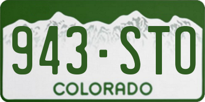 CO license plate 943STO