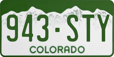 CO license plate 943STY